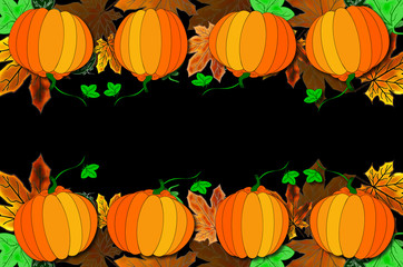 beautiful background with orange pumpkin, beautiful autumn background