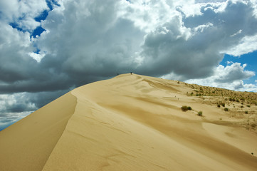 Tourist walking to Dunes