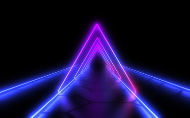 Fototapeta na wymiar 3D abstract tunnel with neon lights. 3d illustration