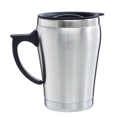 Blank aluminum thermos travel tumbler mug isolated on white background.