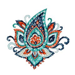Vintage paisley floral, watercolor ethnic design element