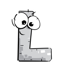 Cartoon Alphabet. Smiling Cute L