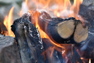 fire in fireplace