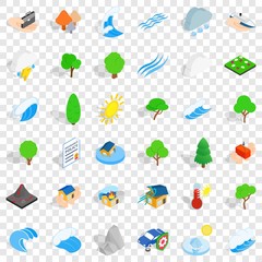 Sinking house icons set. Isometric style of 36 sinking house vector icons for web for any design