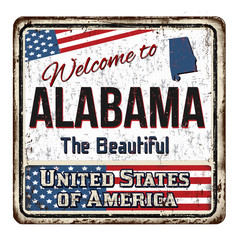 Fototapeta premium Welcome to Alabama vintage rusty metal sign