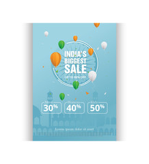 Naklejka premium 15th August Indian Independence Day Big Sale Offer A4 Poster Background Template
