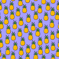 Seamless background with pineapple fruit objects