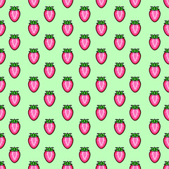 The seamless background with the object of split strawberries