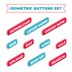 isometric vector buttons set