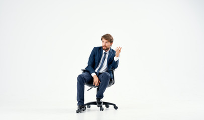 businessman jumping on white background