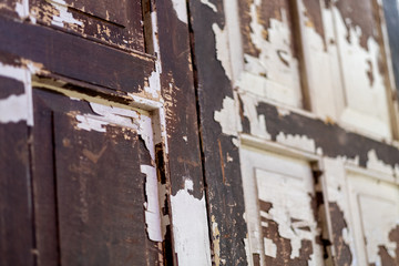 Closeup image of an old wooden door