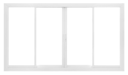 Large Clear Isolated Slide PVC Office Windows for Design, Modern Interior House Building Empty White Frame Decoration
