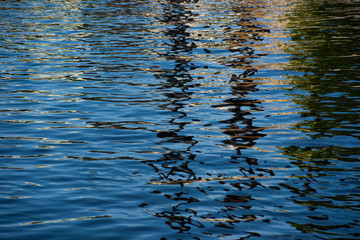 Bright glowing beautiful water surface with reflections