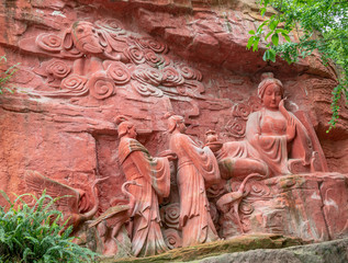 The Cliff Stone Carvings of The Emei Mountain, China, on the Sagamuni Buddha