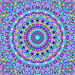 Colorful seamless kaleidoscope pattern background design - abstract geometrical vector mandala wallpaper illustration from triangles