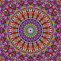 Colorful seamless abstract gravel kaleidoscope mandala pattern background - tribal vector design