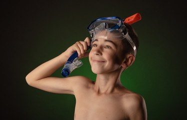 boy in a diving mask