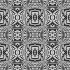 Grey seamless abstract hypnotic swirl ray stripe pattern background - vector graphic