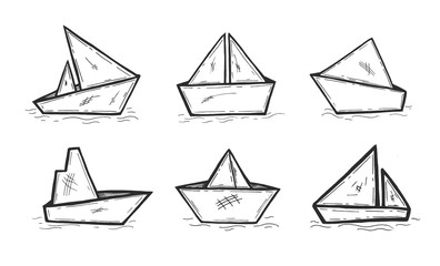 paper boat. Origami. Freehand drawing. Vector graphics.Eps