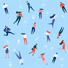 Seamless Pattern with Business People Walking