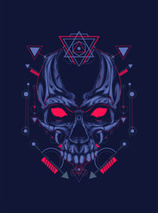 dark skull head with sacred geometry pattern as the background