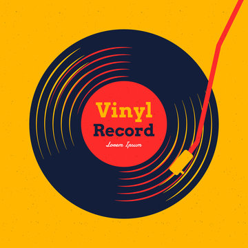 vinyl record music vector with yellow background graphic