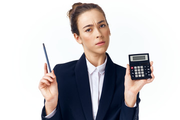 young business woman with calculator