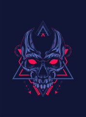 dark skull head with sacred geometry pattern as the background