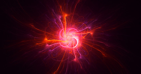 3D rendering abstract red fractal light background