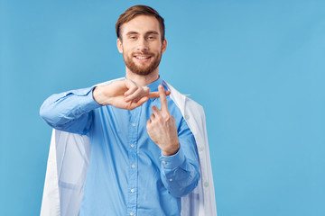 young man with thumbs up gesture