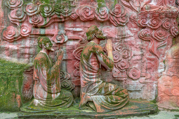 The Cliff Stone Carvings of The Emei Mountain, China, on the Sagamuni Buddha