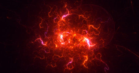 3D rendering abstract red fractal light background