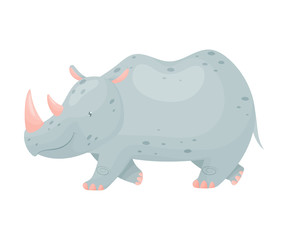 Gray rhino is coming. Vector illustration on white background.