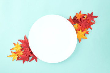 Empty dish decorative Halloween autumn leaves