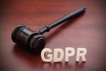 General Data Protection Regulation (GDPR) concept. Judge gavel and word GDPR