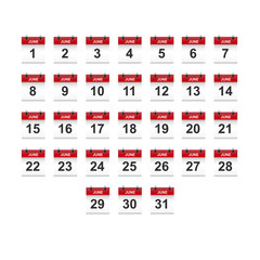 June calendar 1-31 illustration vector art