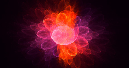 3D rendering abstract red fractal light background