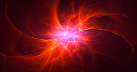 3D rendering abstract red fractal light background