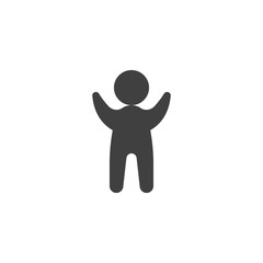 Man hands up vector icon. filled flat sign for mobile concept and web design. Human figure silhoeutte glyph icon. Symbol, logo illustration. Vector graphics