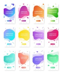 12 Modern liquid abstract element shape gradient memphis style design fluid vector colorful illustration banner set simple shape template for presentation, flyer, brochure isolated on white background