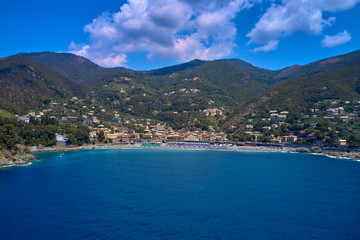 Fototapeta na wymiar Aerial photography with drone. The resort town of Bonassola Spezia, Italy. 