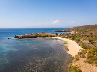 Fototapeta na wymiar Aerial view of the famous Pink beach in south east Lombok in Indonesia
