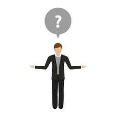 business man character has a question isolated on white background vector illustration EPS10
