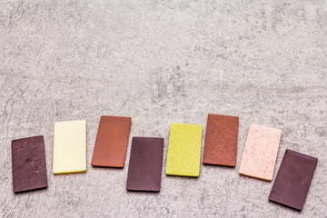 Assorted chocolate with different cocoa content