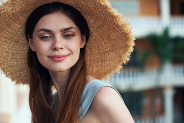 portrait of beautiful girl with perfect skin looking at camera