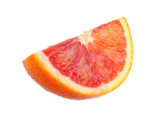 Red blood orange fruit with slices isolated on white background