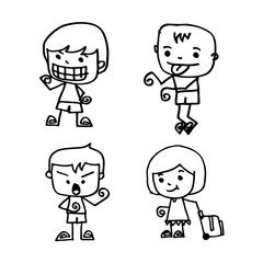 Cute cartoon people man and woman . drawing by Jaidee Family Style