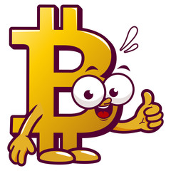 Cartoon bitcoin. Digital currency. Vector illustration