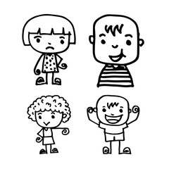 Cute cartoon people man and woman . drawing by Jaidee Family Style