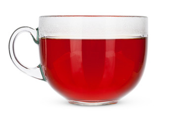 Glass tea cup isolated on white background